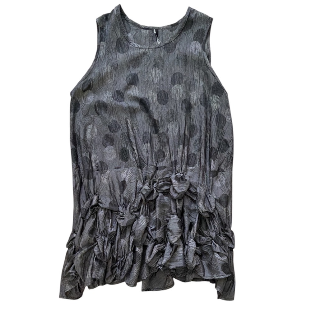 Dress To Kill Grey Polka Dot Lagenlook Bubble Hem Tunic Dress One Size Made USA